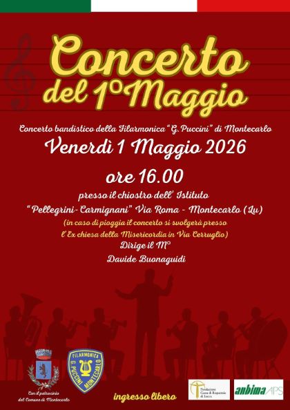 Concerto del 1° Maggio 2026 - Filarmonica G. Puccini - Chiostro dell'Istituto Pellegrini Carmignani
