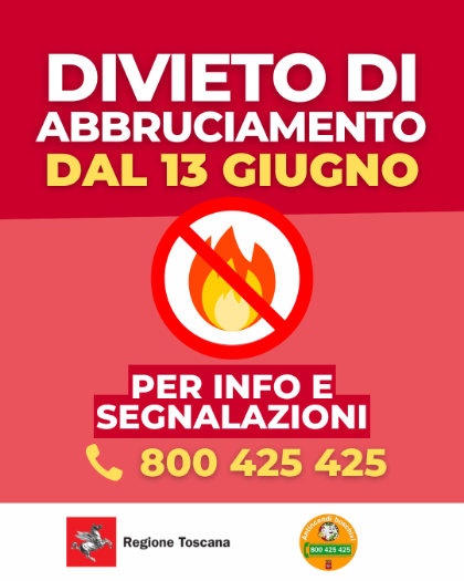 Divieto di abbruciamento - Regione Toscana 2026