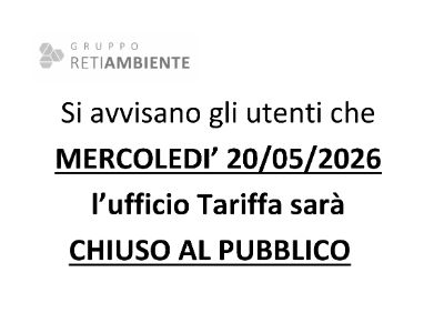Cartello - Chiusura sportello tariffa